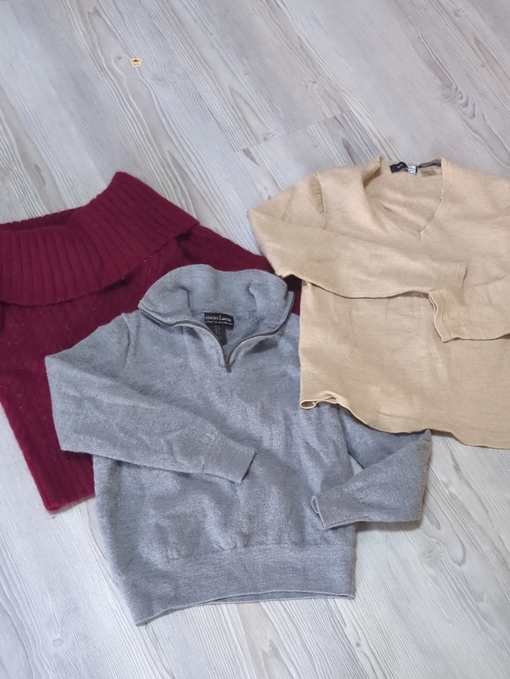 3 Wool Cashmere Sweater Craft Lot Felted Shrunken Upcycle Fabric Merino J Crew